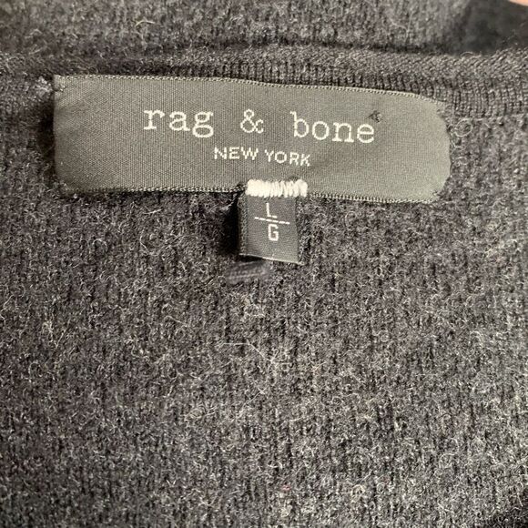 Rag & Bone Dark Charcoal Gray Wool Blend Neutral Knit Pullover Crewneck Sweater - Picture 8 of 10